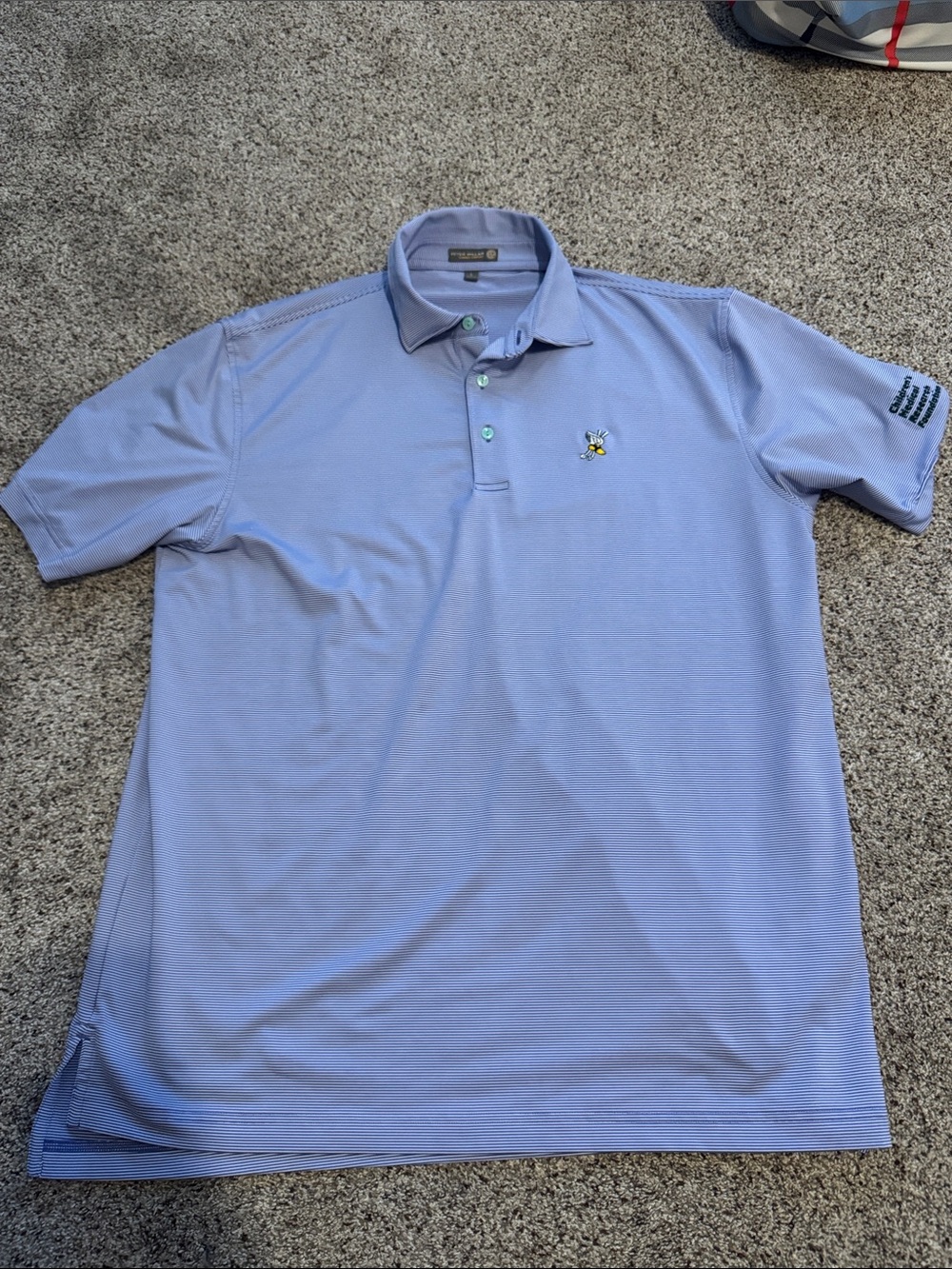 Peter Millar Summer Comfirt Men’s Purple & White Striped Polo Shirt size L